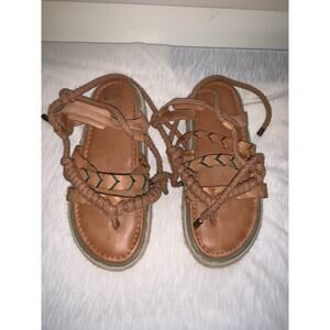 Farm Rio Sand Rope Tie Vegan Leather Tropical Platform Sandal Size 10